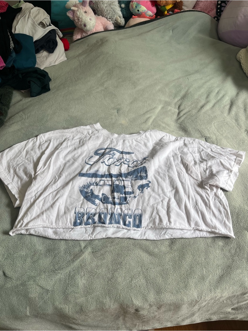 Ford Bronco White Cropped Graphic Tee Size Large